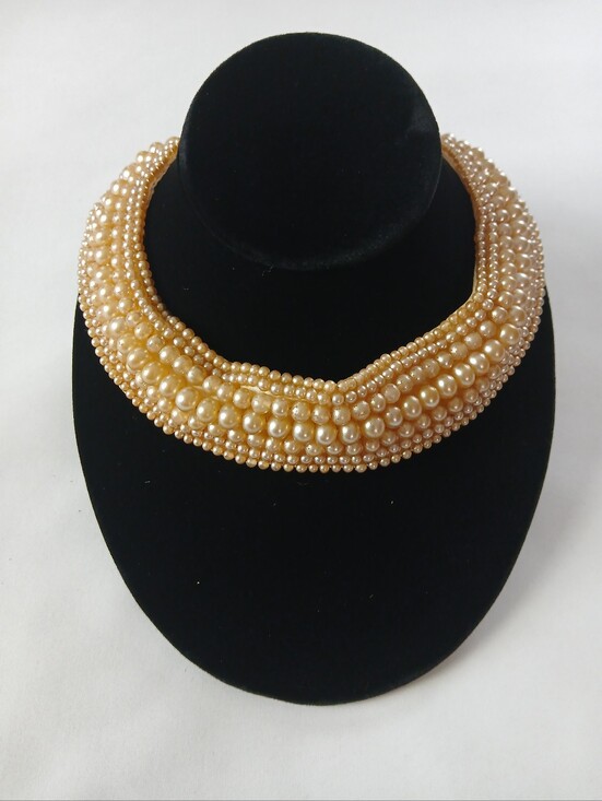 Vintage Jewelry - Vintage Faux Pearl Beaded Collar Necklace